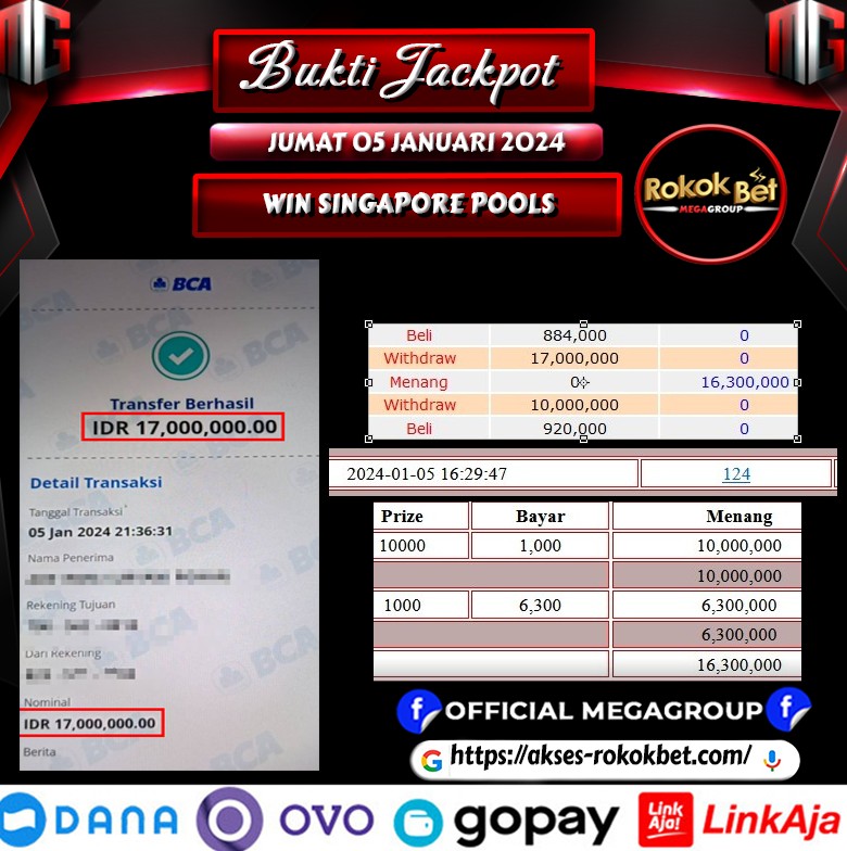 Bukti Pembayaran Hadiah Togel Terbesar rokokbet Tanggal 06 Januari 2023