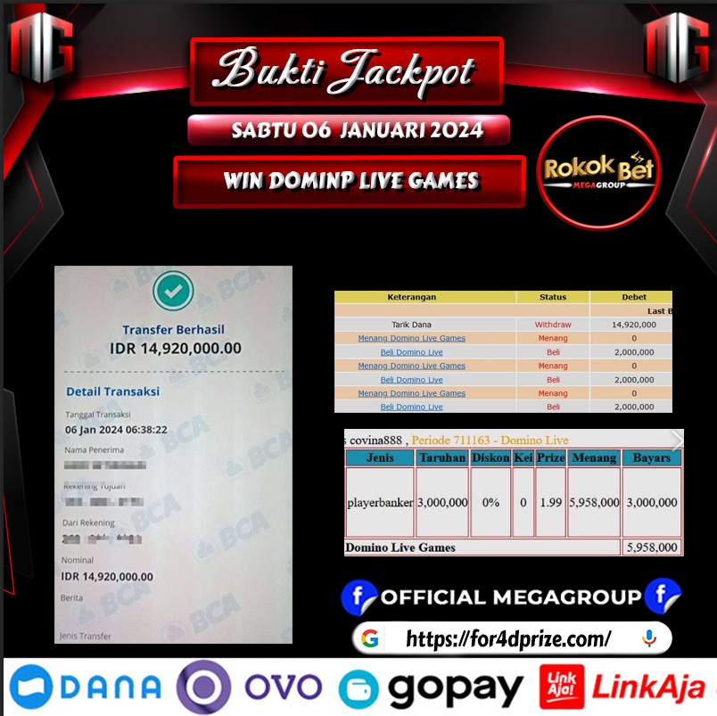 Bukti Pembayaran Hadiah Togel Terbesar rokokbet Tanggal 06 Januari 2023