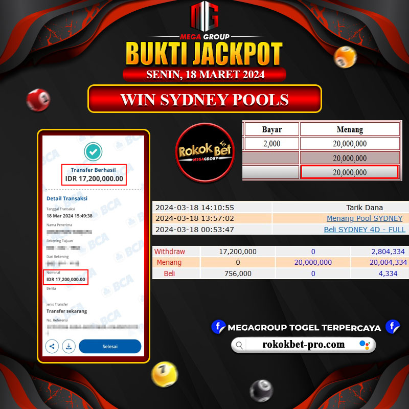 Bukti Pembayaran Hadiah Togel Terbesar rokokbet Tanggal 18 maret 2024