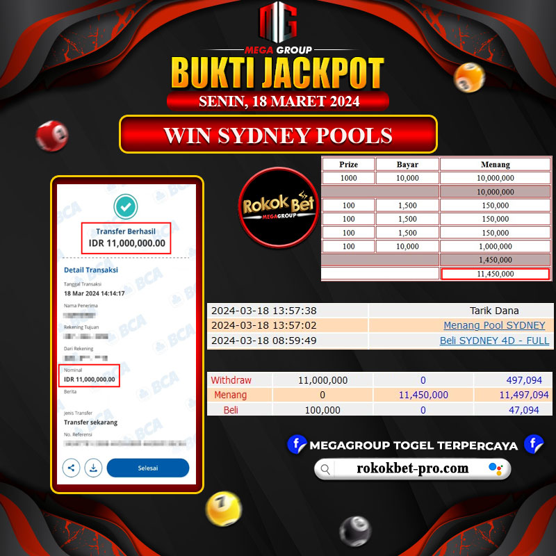 Bukti Pembayaran Hadiah Togel Terbesar rokokbet Tanggal 18 maret 2024