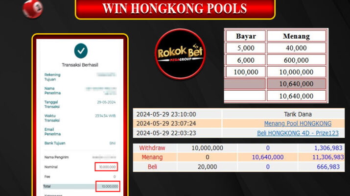 Bukti Pembayaran Hadiah Togel Terbesar rokokbet Tanggal 29 MEI 2024