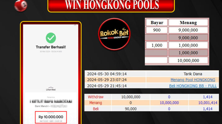 Bukti Pembayaran Hadiah Togel Terbesar rokokbet Tanggal 30 MEI 2024