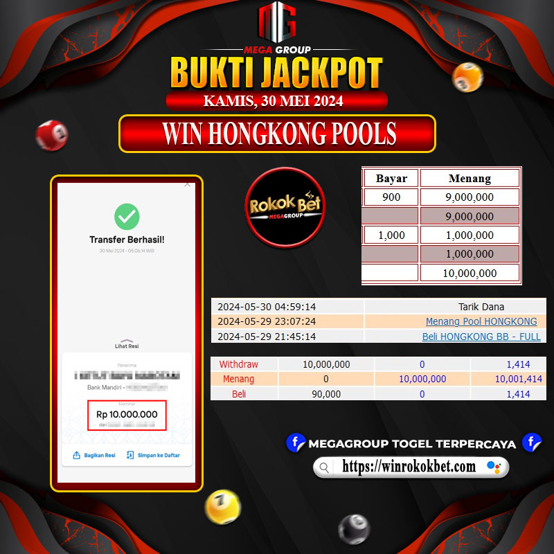 Bukti Pembayaran Hadiah Togel Terbesar rokokbet Tanggal 30 MEI 2024