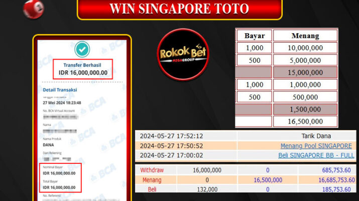 Bukti Pembayaran Hadiah Togel Terbesar rokokbet Tanggal 27 MEI 2024