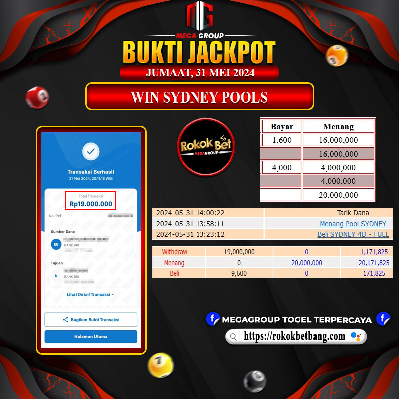 Bukti Pembayaran Hadiah TOGEL Terbesar rokokbet Tanggal 31 MEI 2024