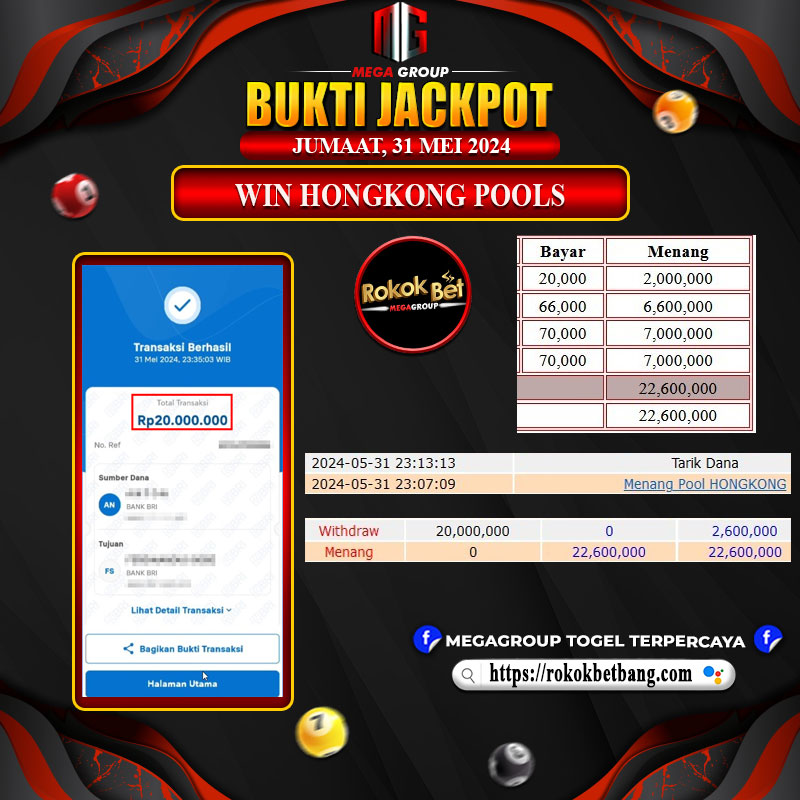 Bukti Pembayaran Hadiah TOGEL Terbesar rokokbet Tanggal 31 MEI 2024