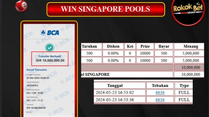 Bukti Pembayaran Hadiah Togel Terbesar rokokbet Tanggal 23 MEI 2024