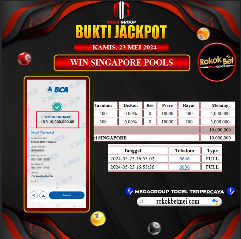 Bukti Pembayaran Hadiah Togel Terbesar rokokbet Tanggal 23 MEI 2024