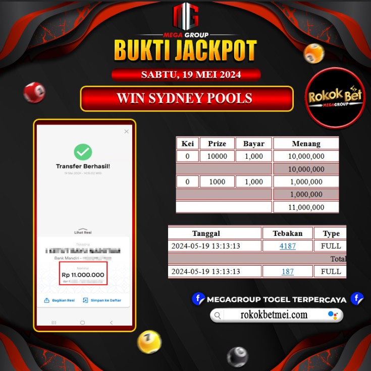 Bukti Pembayaran Hadiah TOGEL Terbesar rokokbet Tanggal 19 MEI 2024