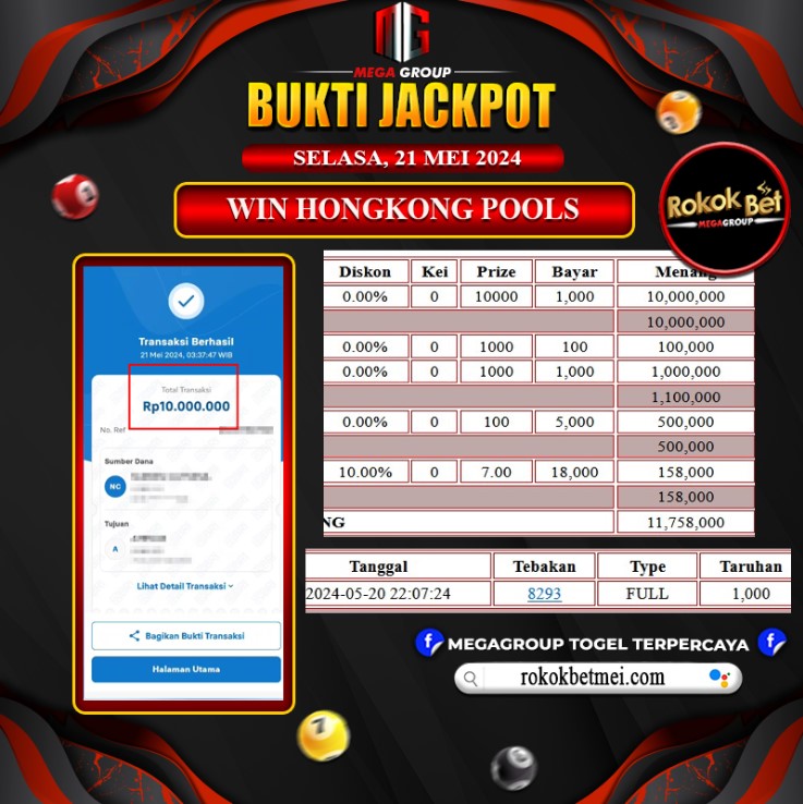 Bukti Pembayaran Hadiah Games Terbesar rokokbet Tanggal 21 MEI 2024