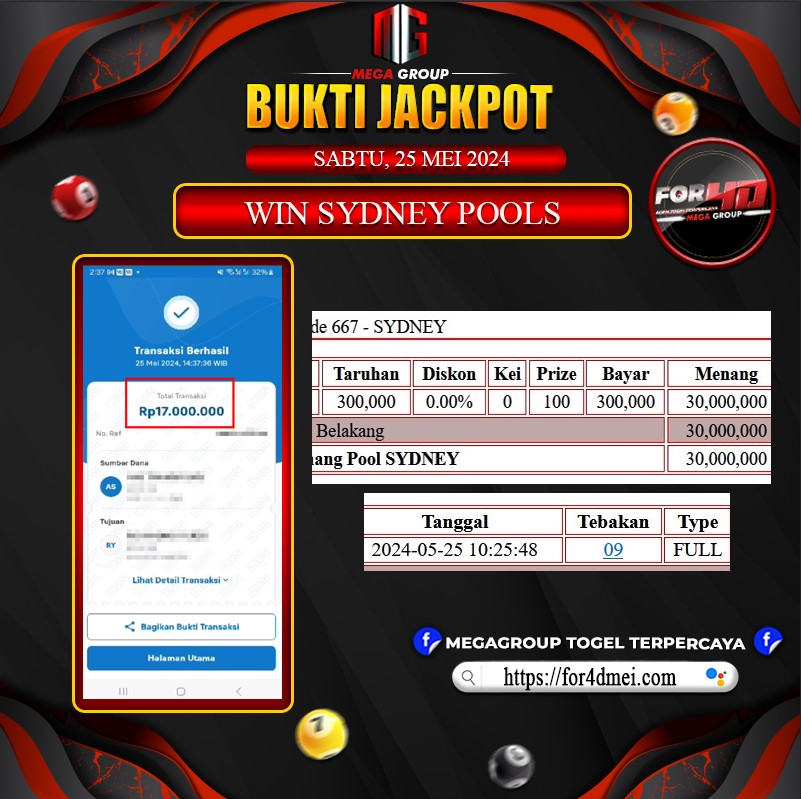 Bukti Pembayaran Hadiah TOGEL Terbesar for4d Tanggal 25 MEI 2024