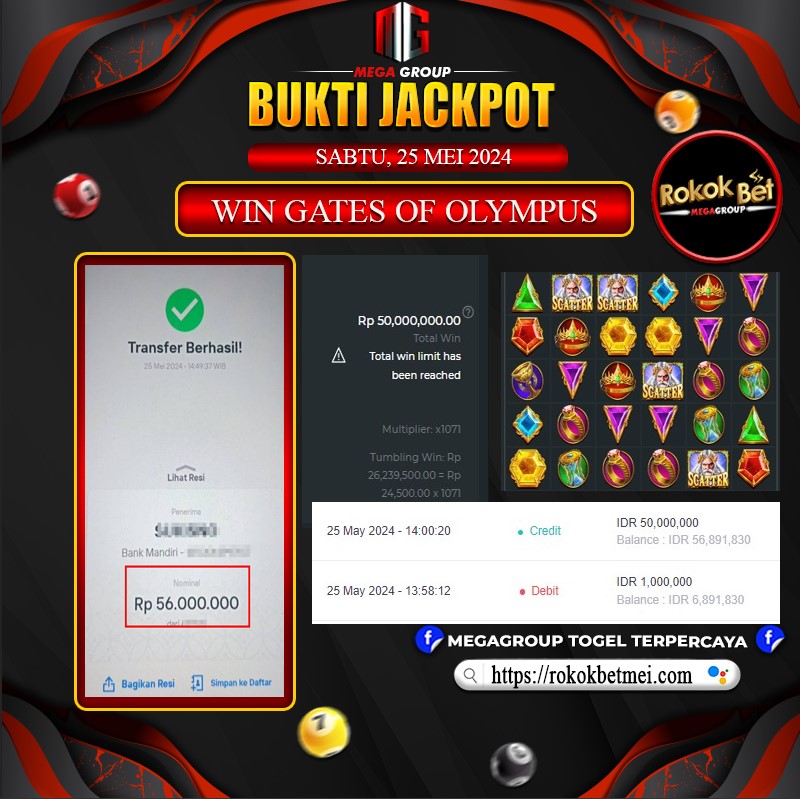 Bukti Pembayaran Hadiah Games Terbesar rokokbet Tanggal 25 MEI 2024