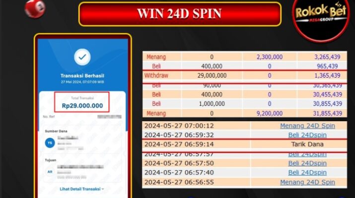 Bukti Pembayaran Hadiah Togel Terbesar rokokbet Tanggal 27 MEI 2024