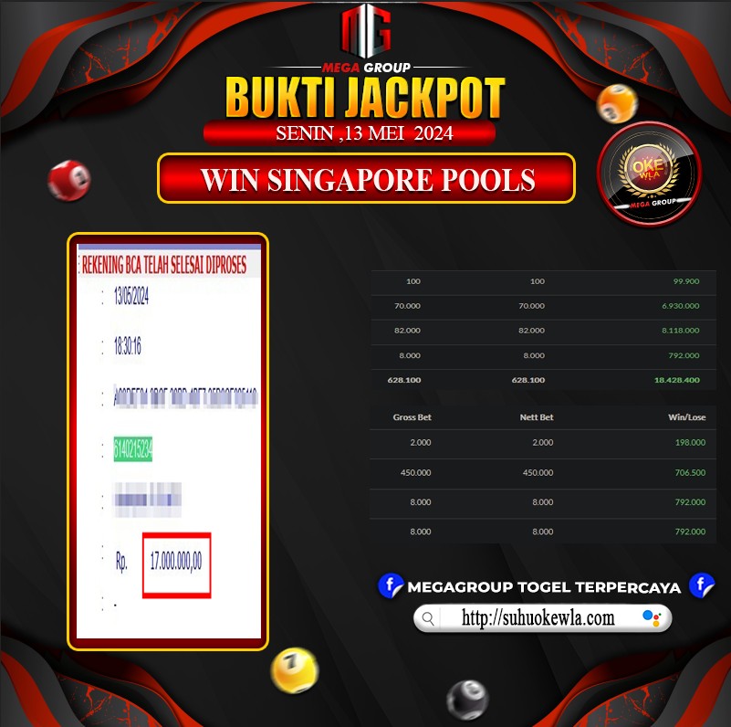 Bukti Pembayaran Hadiah Togel Terbesar Okewla Tanggal 13 MEI 2024