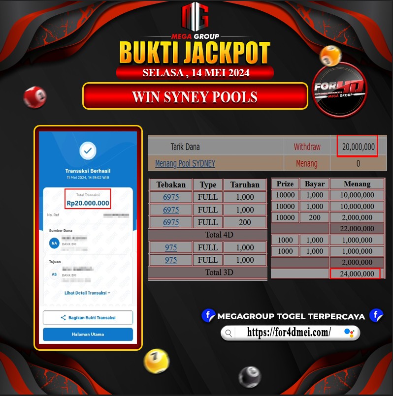 Bukti Pembayaran Hadiah TOGEL Terbesar for4d Tanggal 14 MEI 2024