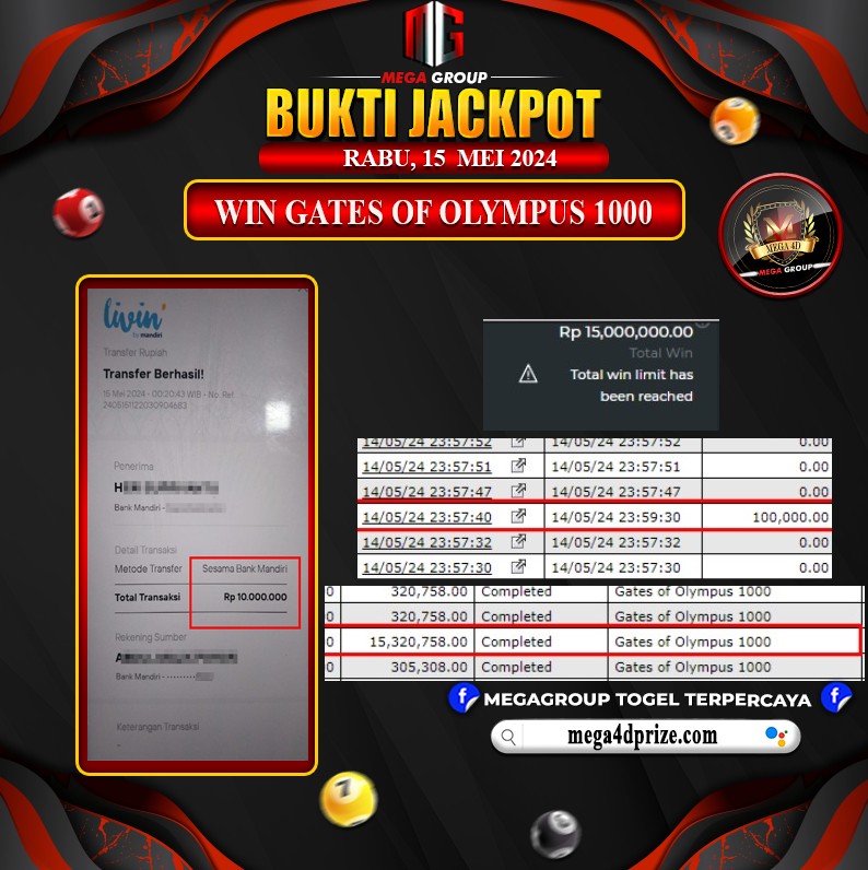 Bukti Pembayaran Hadiah Togel Terbesar Okewla Tanggal 15 MEI 2024