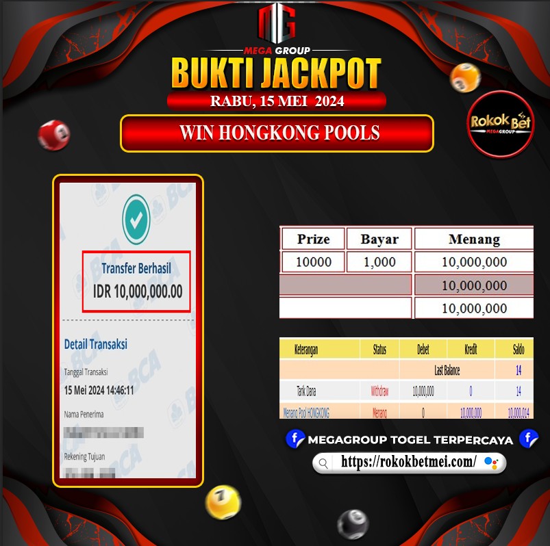 Bukti Pembayaran Hadiah TOGEL Terbesar rokokbet Tanggal 15 MEI 2024