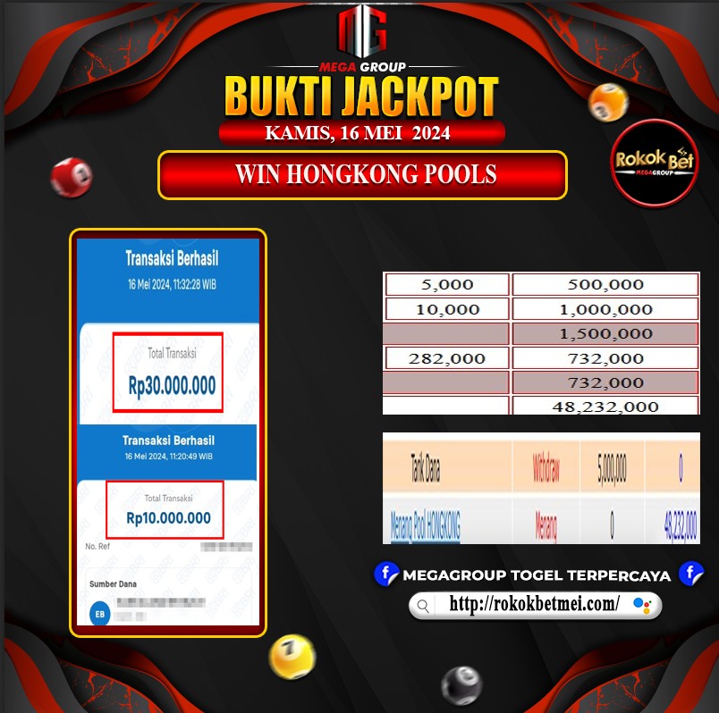 Bukti Pembayaran Hadiah TOGEL Terbesar rokokbet Tanggal 16 MEI 2024