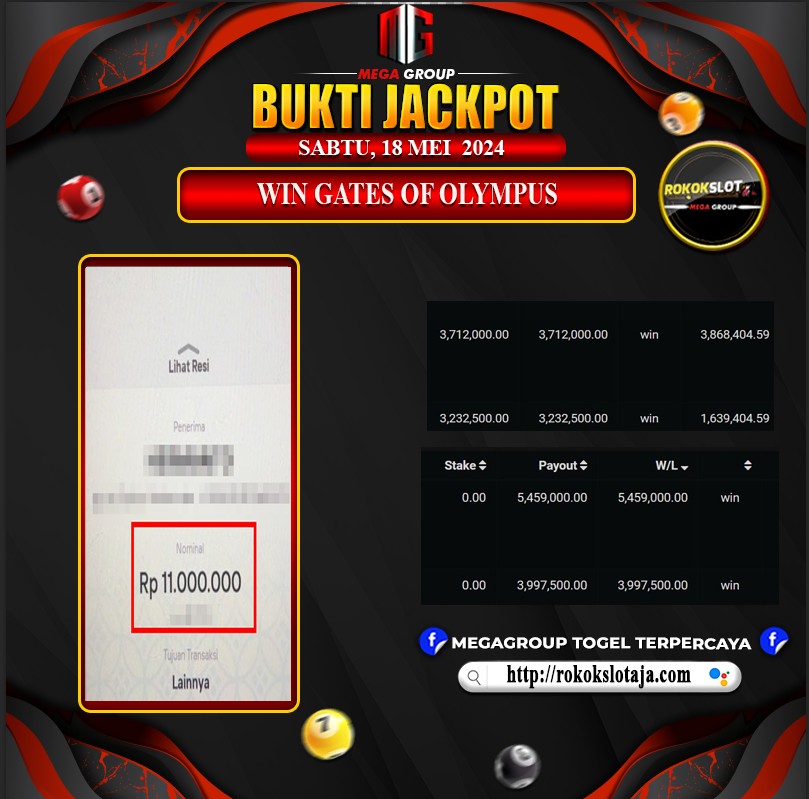 Bukti Pembayaran Hadiah Games Terbesar ROKOKSLOT Tanggal 18 MEI 2024