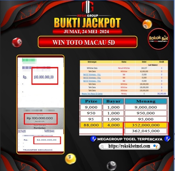 Bukti Pembayaran Hadiah Togel Terbesar rokokbet Tanggal 24 MEI 2024