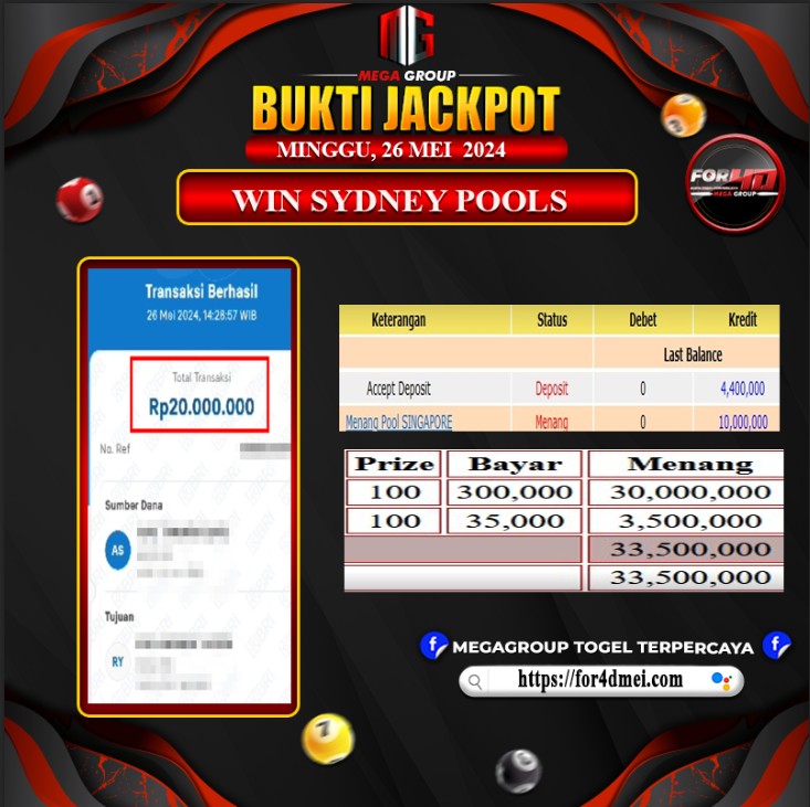 Bukti Pembayaran Hadiah TOGEL Terbesar for4d Tanggal 27 MEI 2024