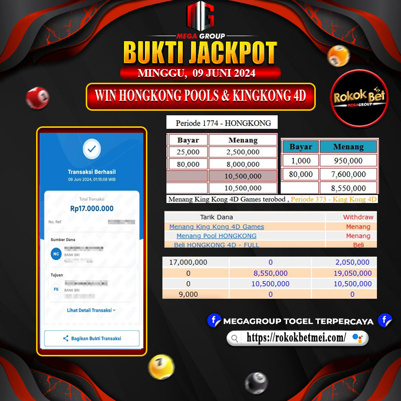 Bukti Pembayaran Hadiah Togel Terbesar rokokbet Tanggal 08 Juni 2024