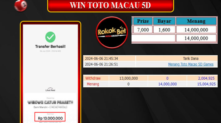 Bukti Pembayaran Hadiah TOGEL Terbesar rokokbet Tanggal 06 Juni 2024