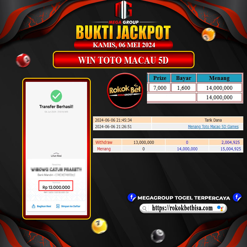 Bukti Pembayaran Hadiah TOGEL Terbesar rokokbet Tanggal 06 Juni 2024