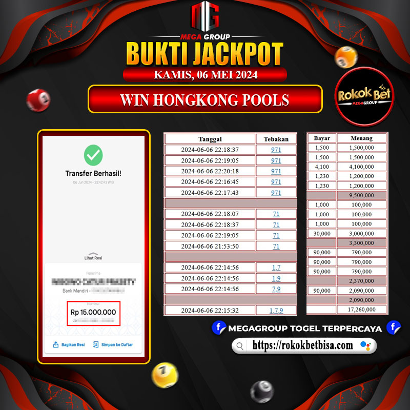 Bukti Pembayaran Hadiah TOGEL Terbesar rokokbet Tanggal 06 Juni 2024