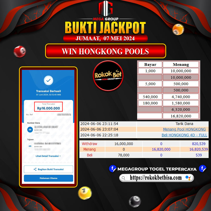 Bukti Pembayaran Hadiah TogelTerbesar rokokbet Tanggal 07 Juni 2024