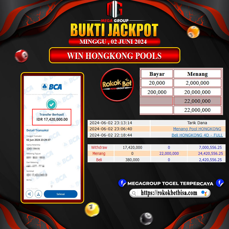 Bukti Pembayaran Hadiah TOGEL Terbesar rokokbet Tanggal 02 Juni 2024