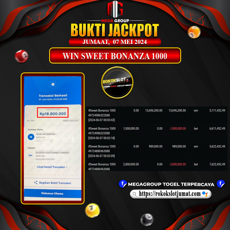 Bukti Pembayaran Hadiah Togel Terbesar Rokokslot Tanggal 07 Juni 2024