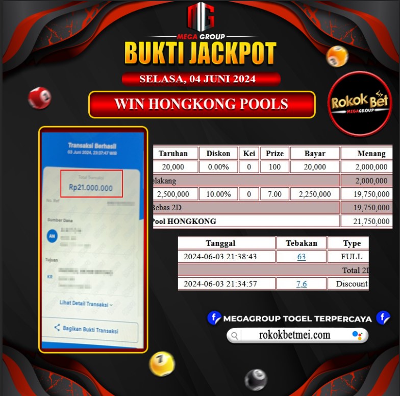 Bukti Pembayaran Hadiah TOGEL Terbesar rokokbet Tanggal 04 Juni 2024