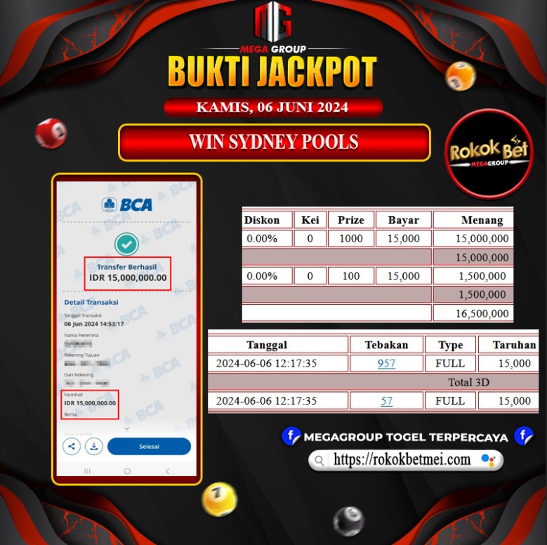 Bukti Pembayaran Hadiah TOGEL Terbesar rokokbet Tanggal 06 Juni 2024