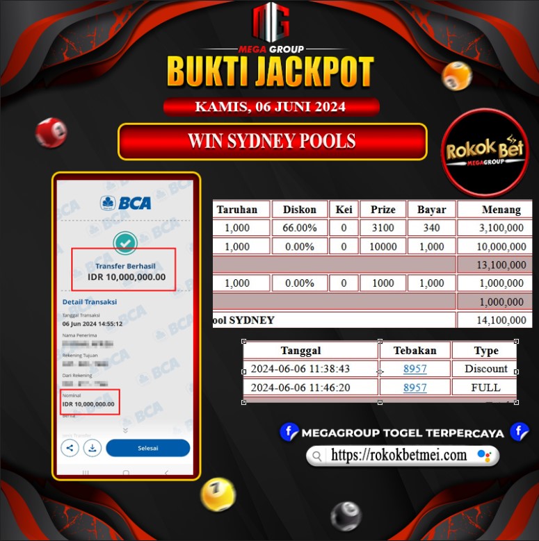 Bukti Pembayaran Hadiah TOGEL Terbesar rokokbet Tanggal 06 Juni 2024