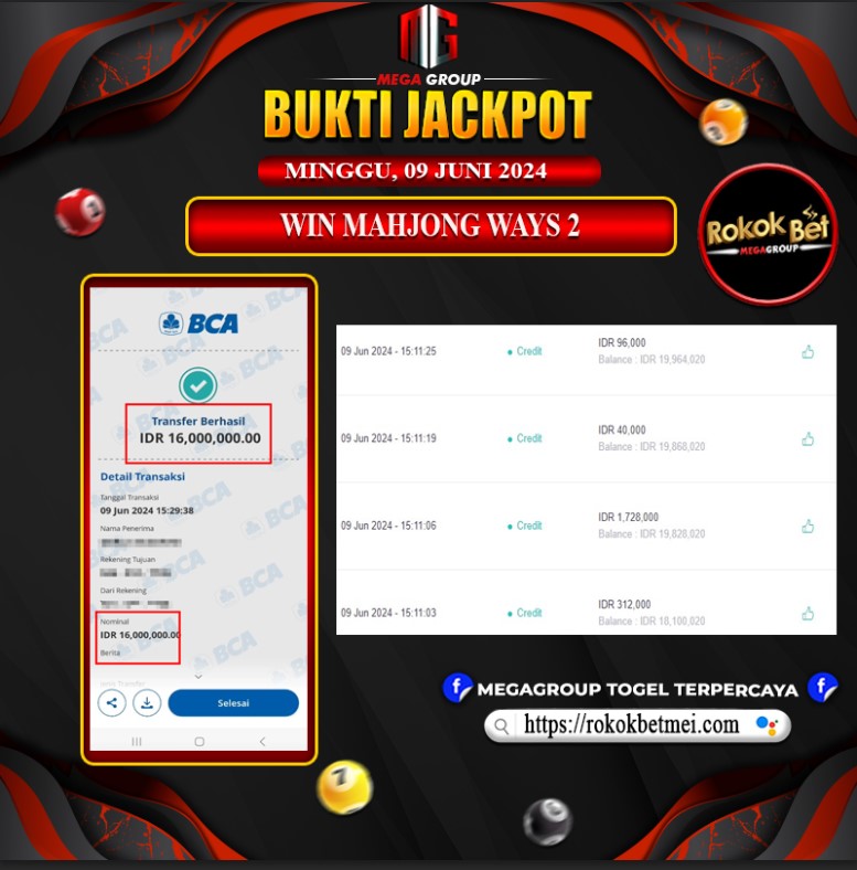 Bukti Pembayaran Hadiah Slot Terbesar rokokbet Tanggal 09 Juni 2024