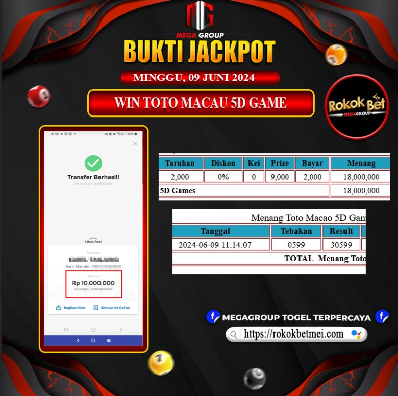 Bukti Pembayaran Hadiah Togel Terbesar rokokbet Tanggal 09 Juni 2024