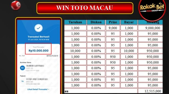 Bukti Pembayaran Hadiah TOGEL Terbesar rokokbet Tanggal 01 Juni 2024