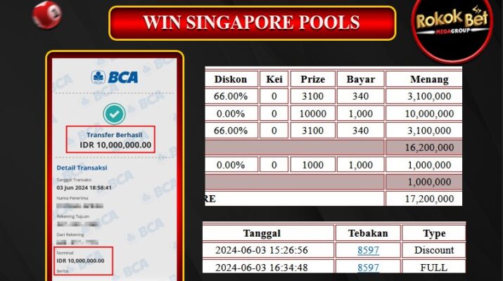 Bukti Pembayaran Hadiah TOGEL Terbesar rokokbet Tanggal 03 Juni 2024