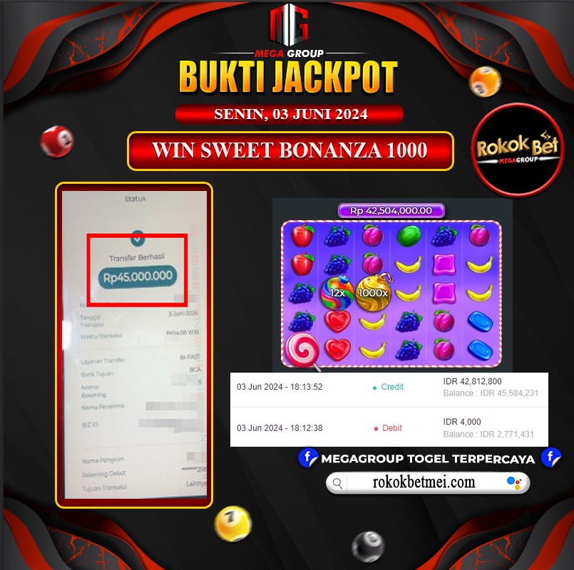 Bukti Pembayaran Hadiah GAMES Terbesar rokokbet Tanggal 03 Juni 2024