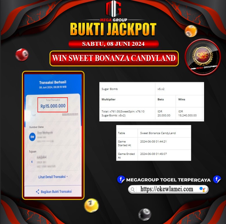 Bukti Pembayaran Hadiah Games Terbesar okewla Tanggal 08 Juni 2024