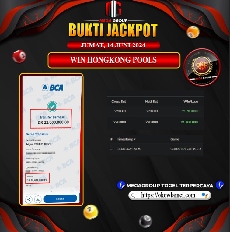 Bukti Pembayaran Hadiah Togel Terbesar okewla Tanggal 14 Juni 2024