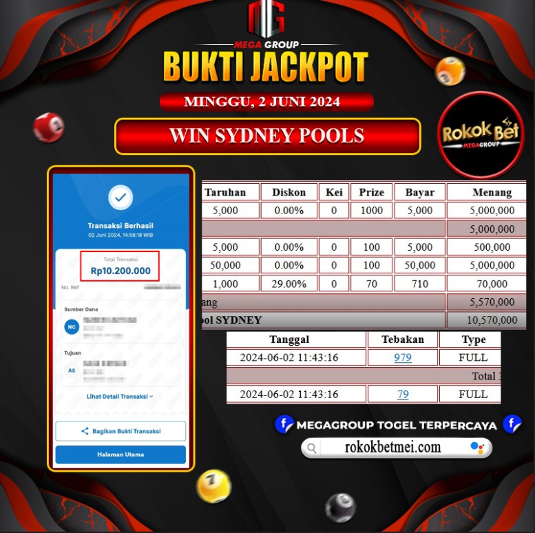 Bukti Pembayaran Hadiah TOGEL Terbesar rokokbet Tanggal 02 Juni 2024