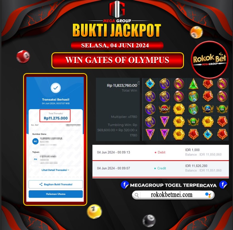 Bukti Pembayaran Hadiah GAMES Terbesar rokokbet Tanggal 04 Juni 2024