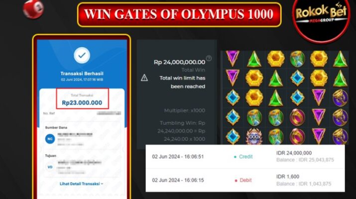 Bukti Pembayaran Hadiah Games Terbesar rokokbet Tanggal 02 Juni 2024