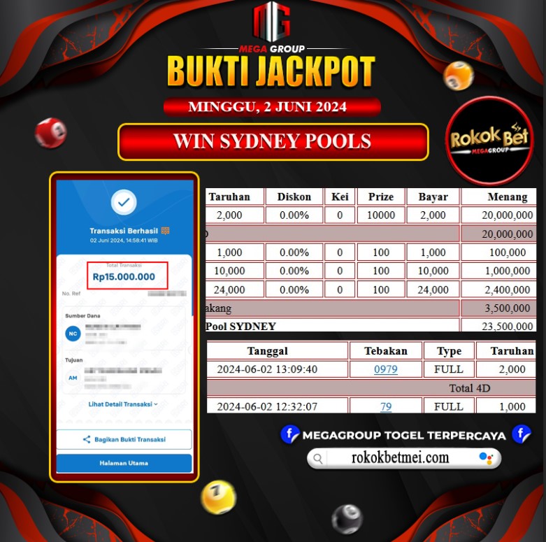 Bukti Pembayaran Hadiah TOGEL Terbesar rokokbet Tanggal 02 Juni 2024