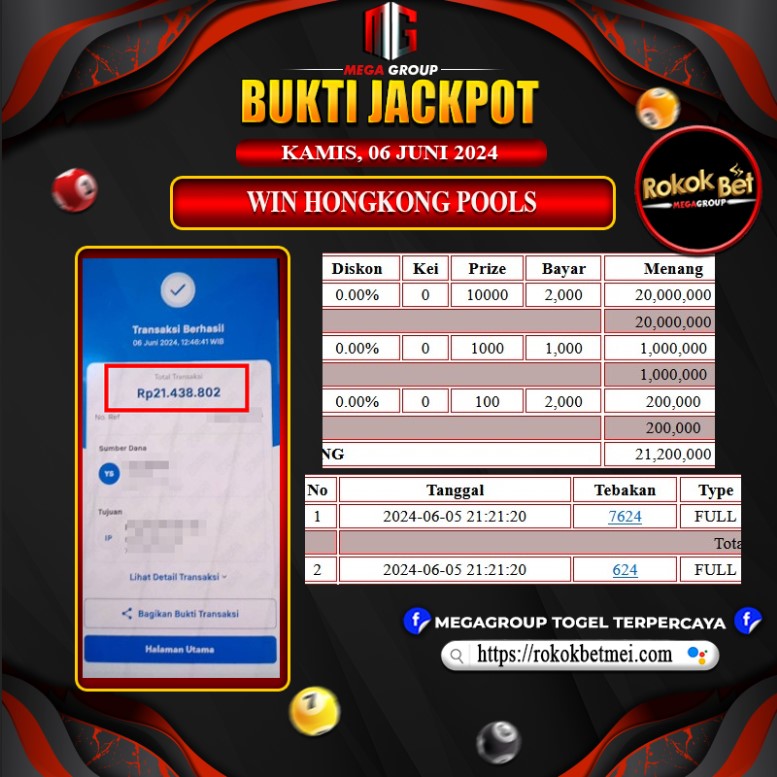 Bukti Pembayaran Hadiah TOGEL Terbesar rokokbet Tanggal 06 Juni 2024