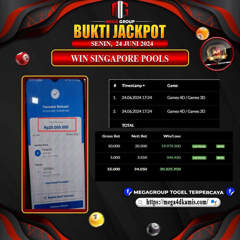 Bukti Pembayaran Hadiah Togel Terbesar Mega4d Tanggal 24 Juni 2024