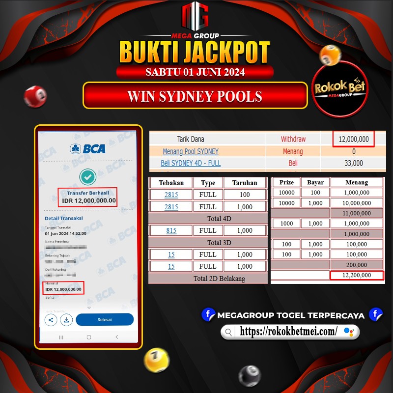 Bukti Pembayaran Hadiah TOGEL Terbesar rokokbet Tanggal 01 Juni 2024