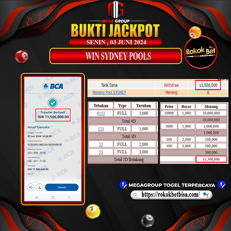 Bukti Pembayaran Hadiah TOGEL Terbesar rokokbet Tanggal 03 Juni 2024